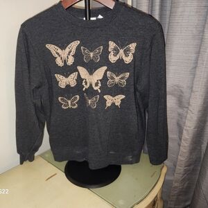 Mighty Fine Dark Gray Butterfly Sweater